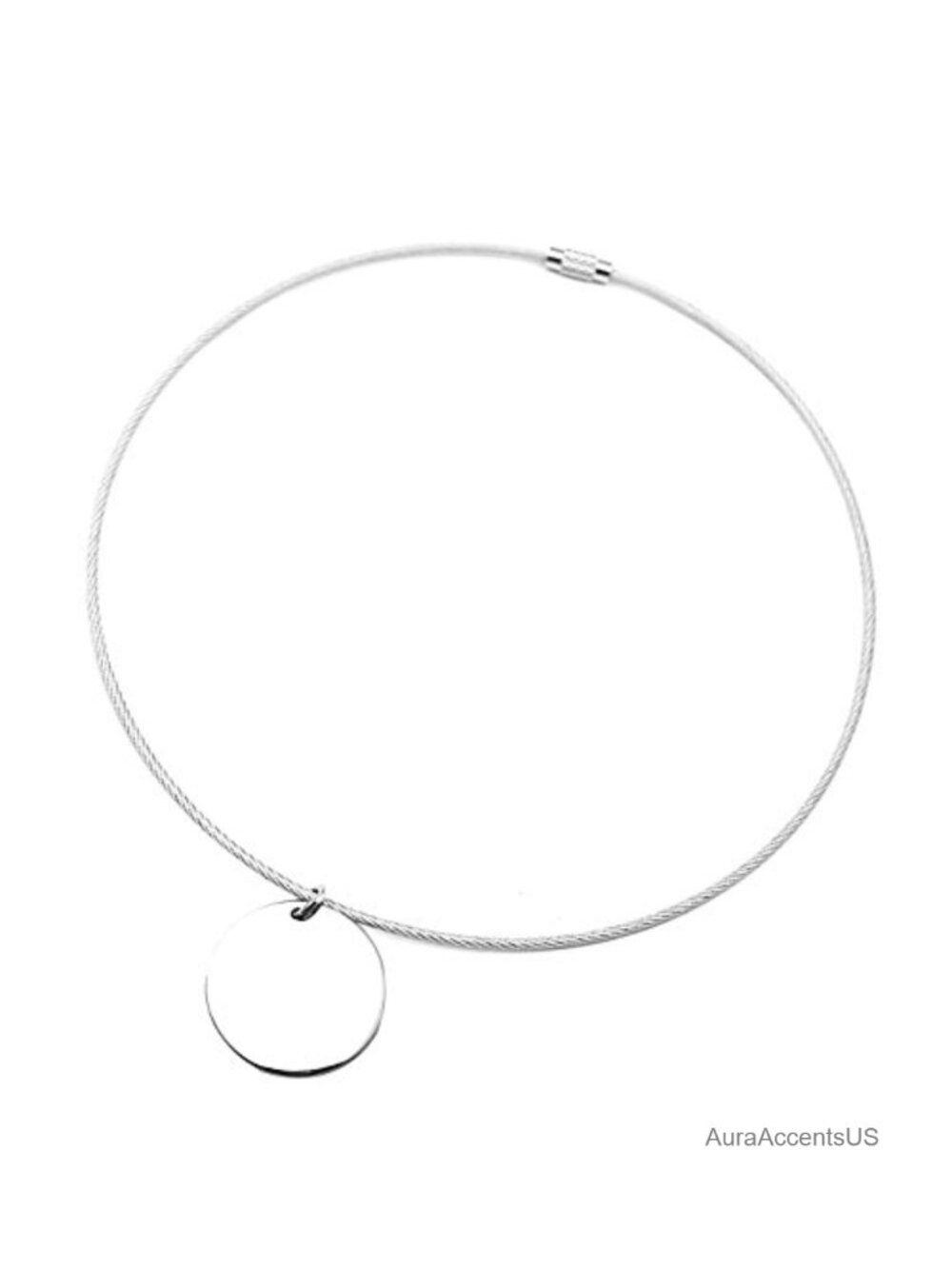 Stainless Steel Choker Necklace Coin Pendant 18in Polished